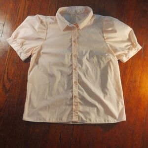 Bleuh Ciel Light Pink Puffy Sleeve Blouse Sz M